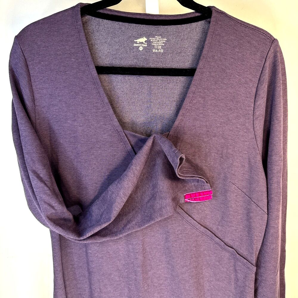 Horny Toad Dress Womens XL Flexcel Knit Shift V-Neck Purple Velvet Trim Minimal